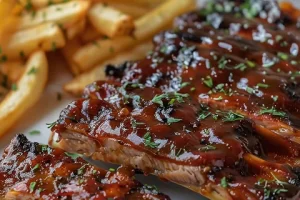 COSTILLAR DE CERDO CON PAPAS FRITAS.